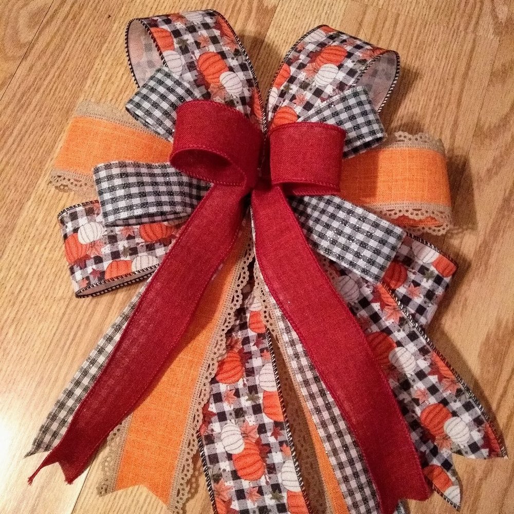 Fall Bow,Pumpkin Bow,Wreath Bow,Lantern Bow,Basket Bow,Mailbox Bow,Harvest Bow